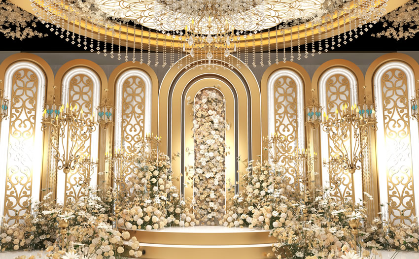 南涧香槟色调婚礼堂效果展示